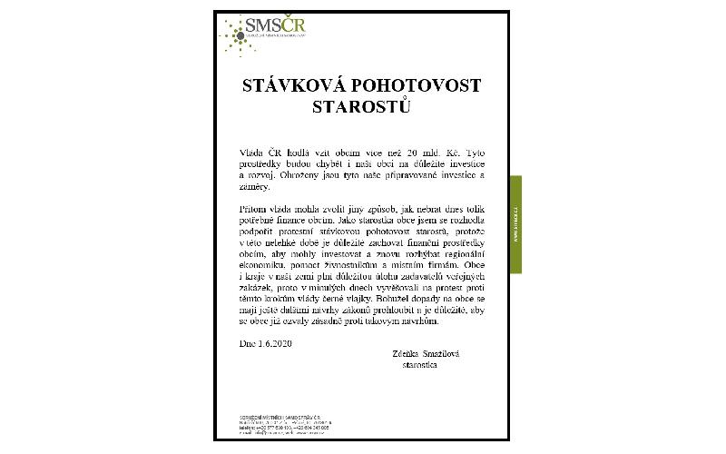 Aktuality - STÁVKOVÁ POHOTOVOST STAROSTŮ