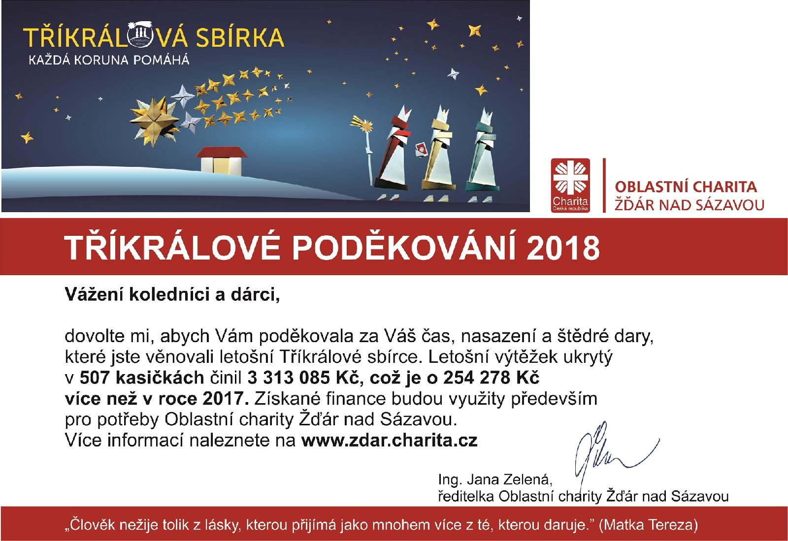 TŘÍKRÁLOVÉ PODĚKOVÁNÍ 2018