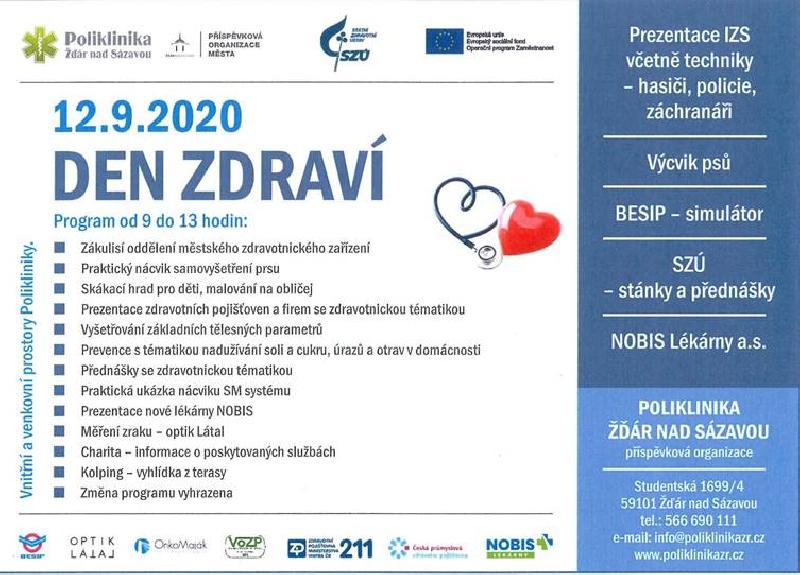 Den zdraví na poliklinice Žďár nad Sázavou 12.9.2020