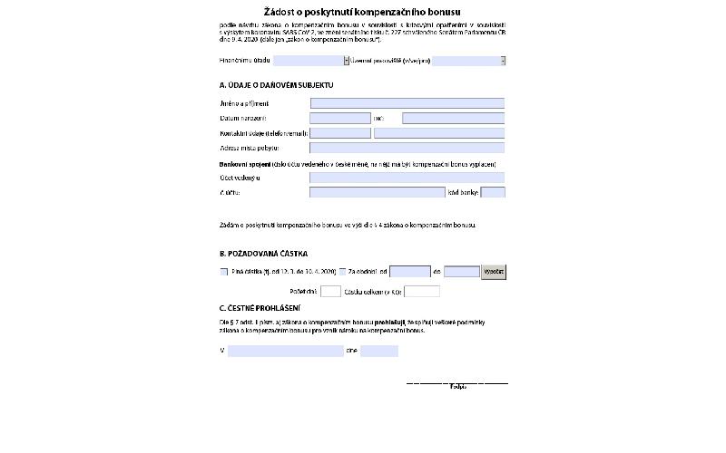 Aktuality - NAŘÍZENÍ VLÁDY ČESKÉ REPUBLIKY Č. 57-2020, Č. 58-2020 A Č.59-2020 + ŽÁDOST O POSKYTNUTÍ KOMPENZAČNÍH