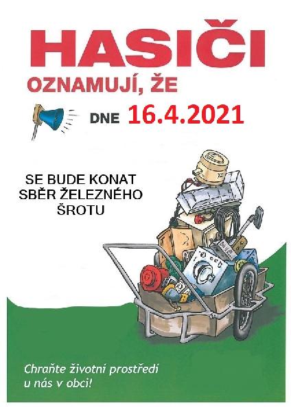 Sběr železného šrotu a elektrospotřebičů 16.4.2021