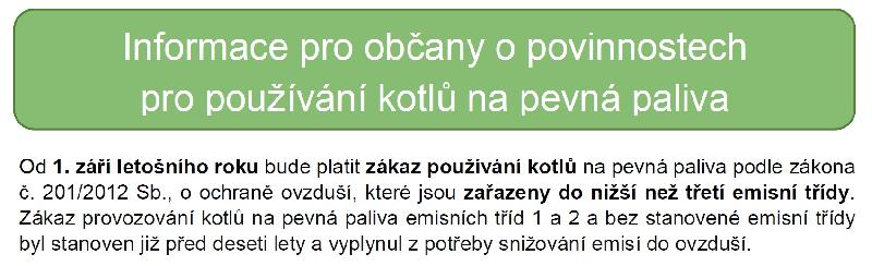 Zákaz používání kotlů první a druhé emisní třídy od 1.9.2022