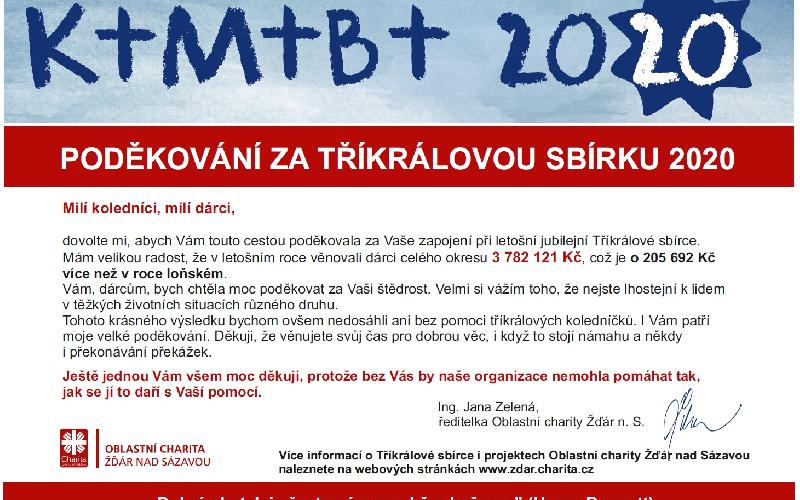 Aktuality - PODĚKOVÁNÍ ZA TŘÍKRÁLOVOU SBÍRKU 2020